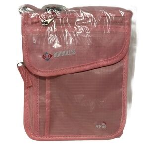 Unisex Adult Boundless Travel Neck Wallet w/ RFID Protection in Pink NEW